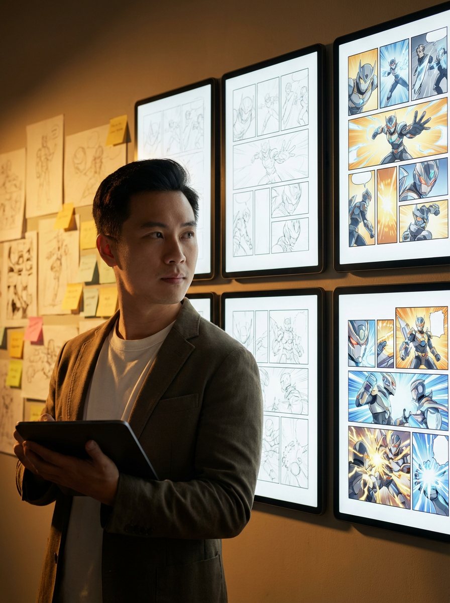 AI 漫畫生成器正在創作日漫頁面、webtoon 場景與漫畫分鏡