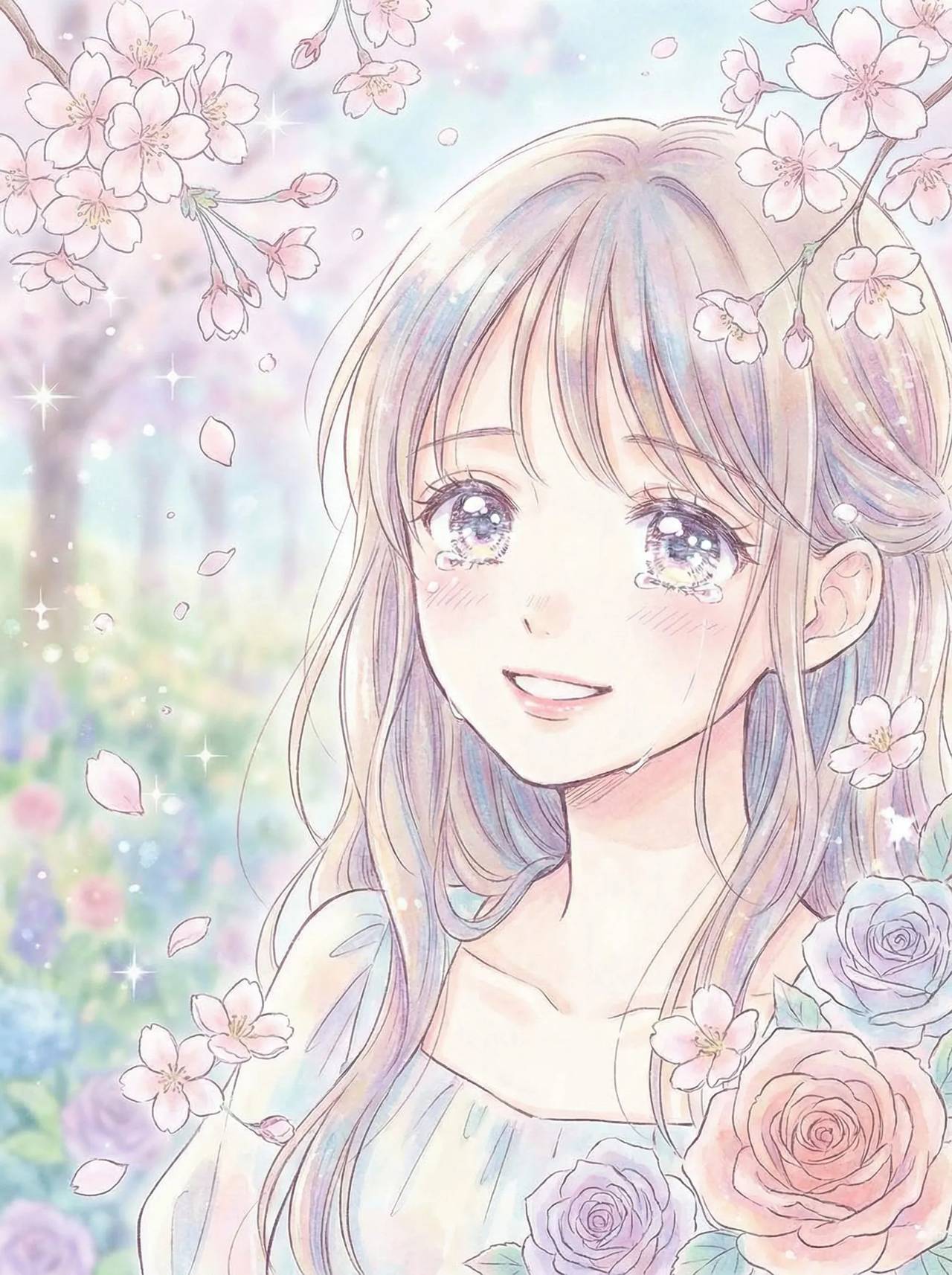 Anime and manhwa character portrait with soft romance atmosphere and clear emotional expression.