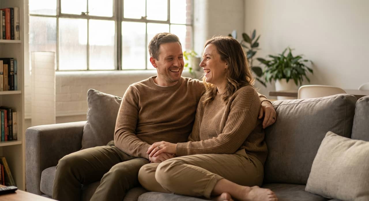 Photoreal lifestyle scene with soft window light and warm tones