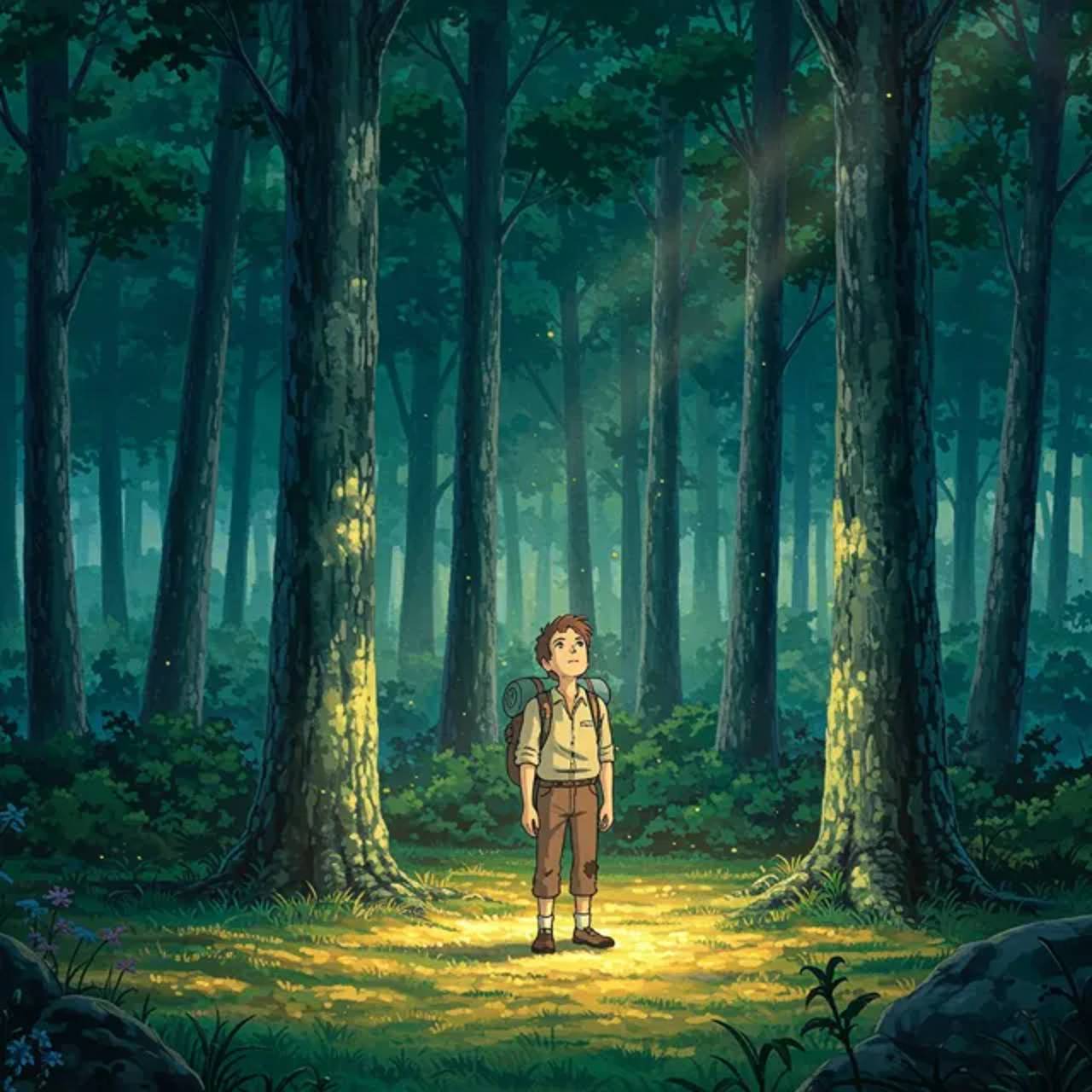 The protagonist feels awe at the beauty of the forest.