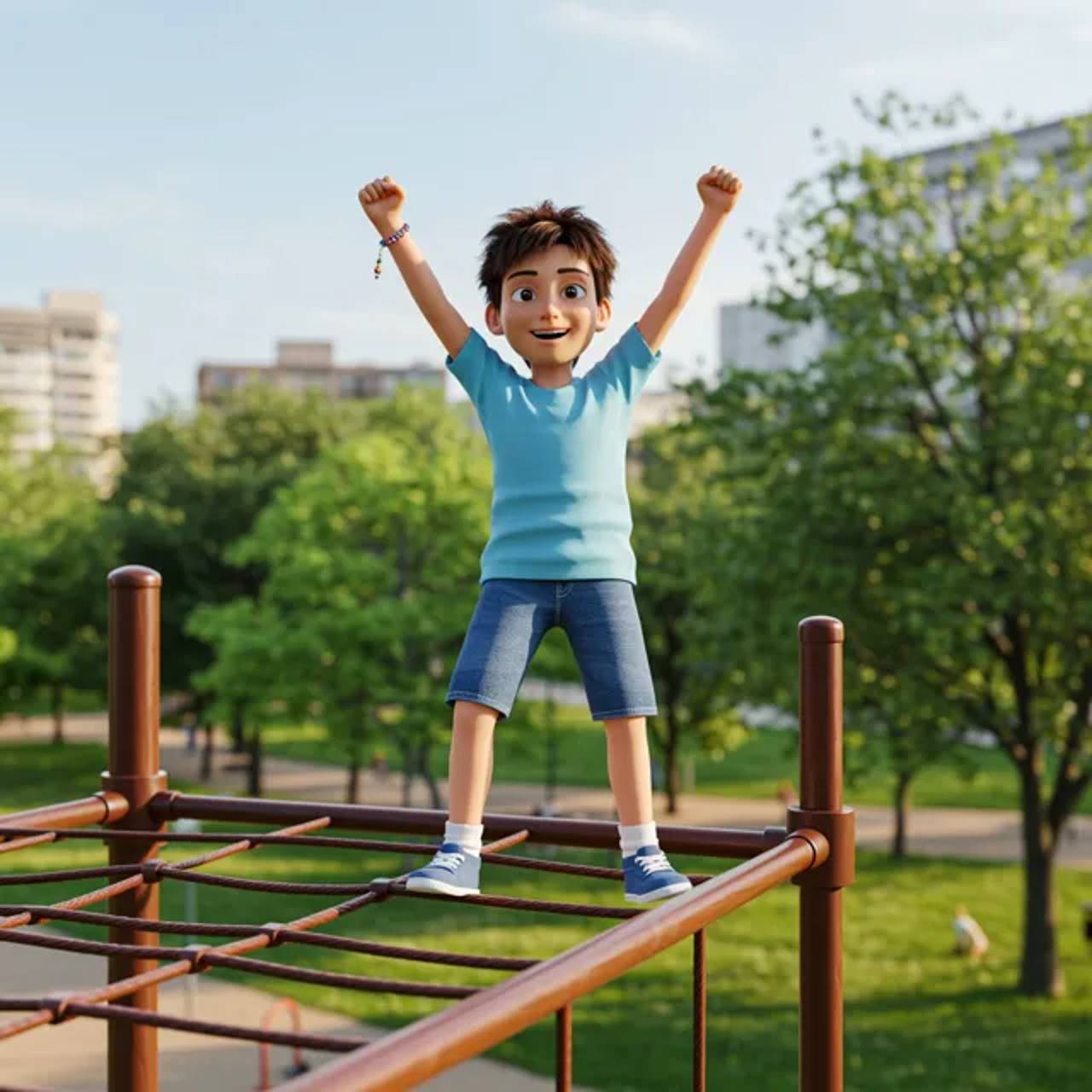 The Kid triumphs and feels an immense sense of self-respect after overcoming the fear.