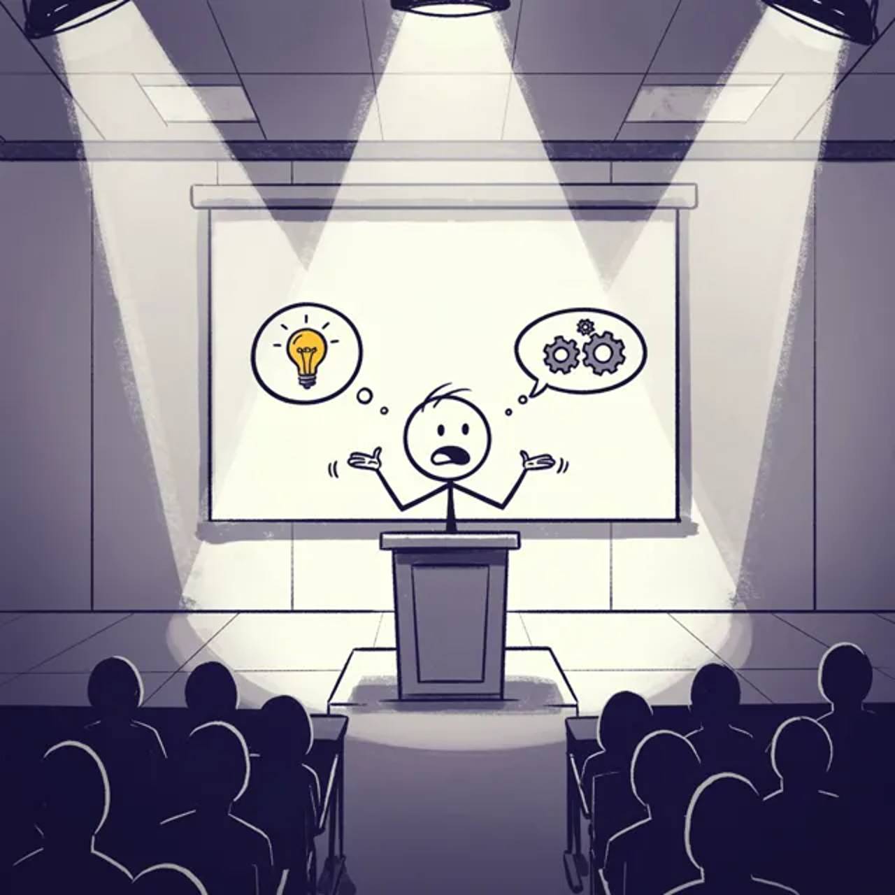 Wordless explainer: a simple figure tries to express a complex idea through visual metaphor.