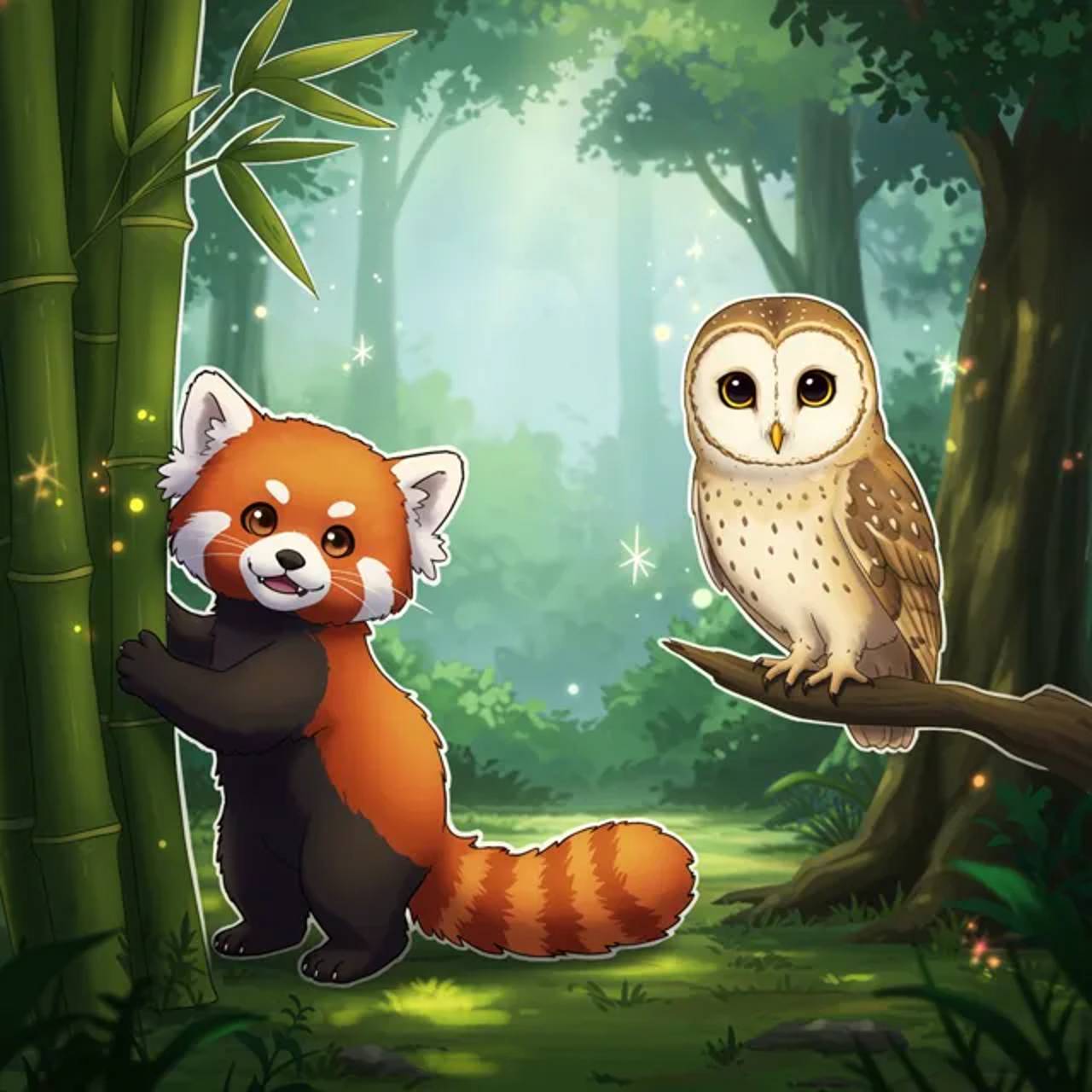 The new animals start to appear at the forest entrance, cautiously walking into the magical kingdom.