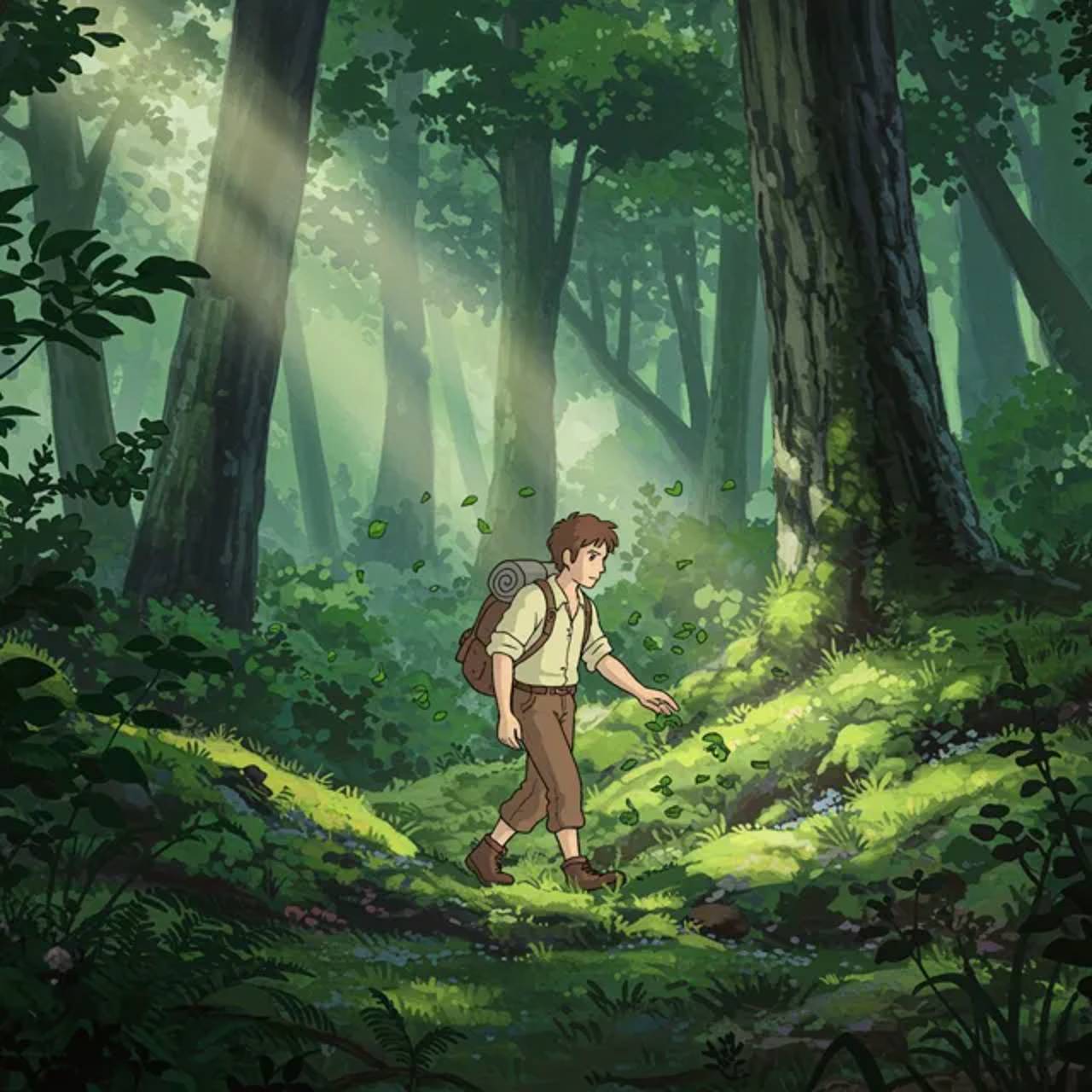 The protagonist takes the first steps into the forest.