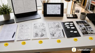 Comic Production Pipeline: Script, Storyboard, Panels, Lettering, Export