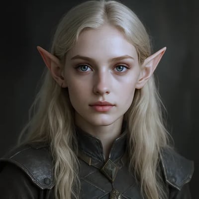 Illustrated elf transformed into a real-life character portrait