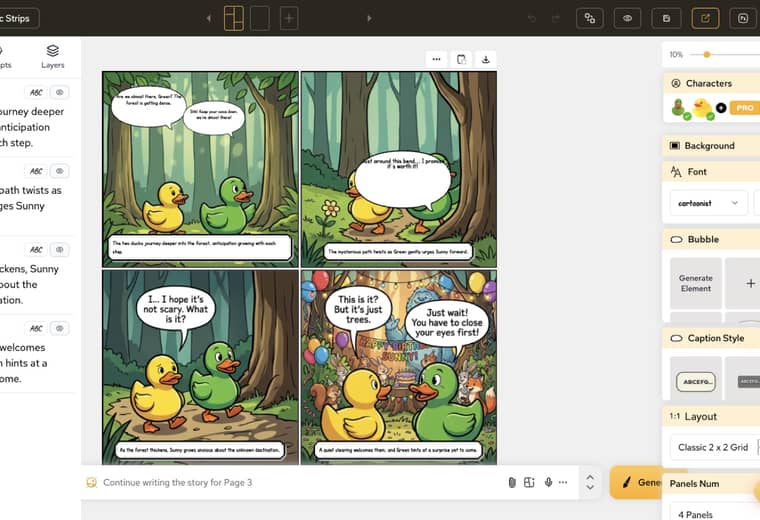 Open a comic with captions