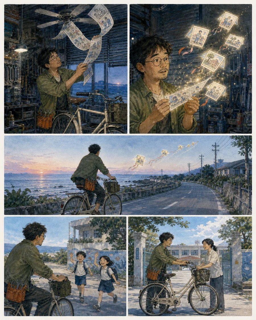 台東海邊分鏡師把撕裂分鏡修成會飛風箏的繁中漫畫