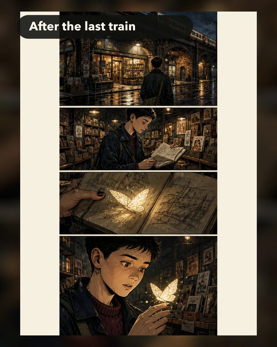 Original British graphic novel set beneath rainy London railway arches after the last train