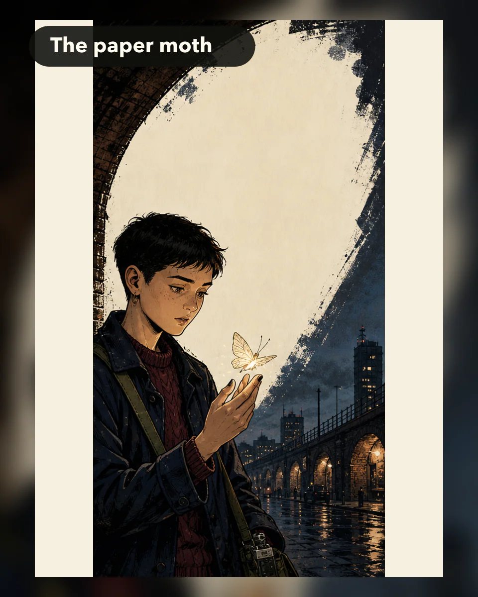 Original UK graphic-novel cover The paper moth beneath London railway arches
