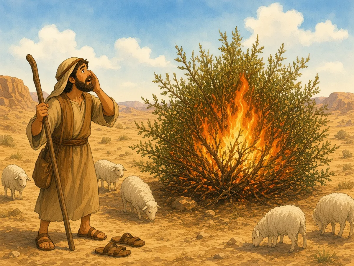 Moses og den brændende tornebusk bibel-tegneserie