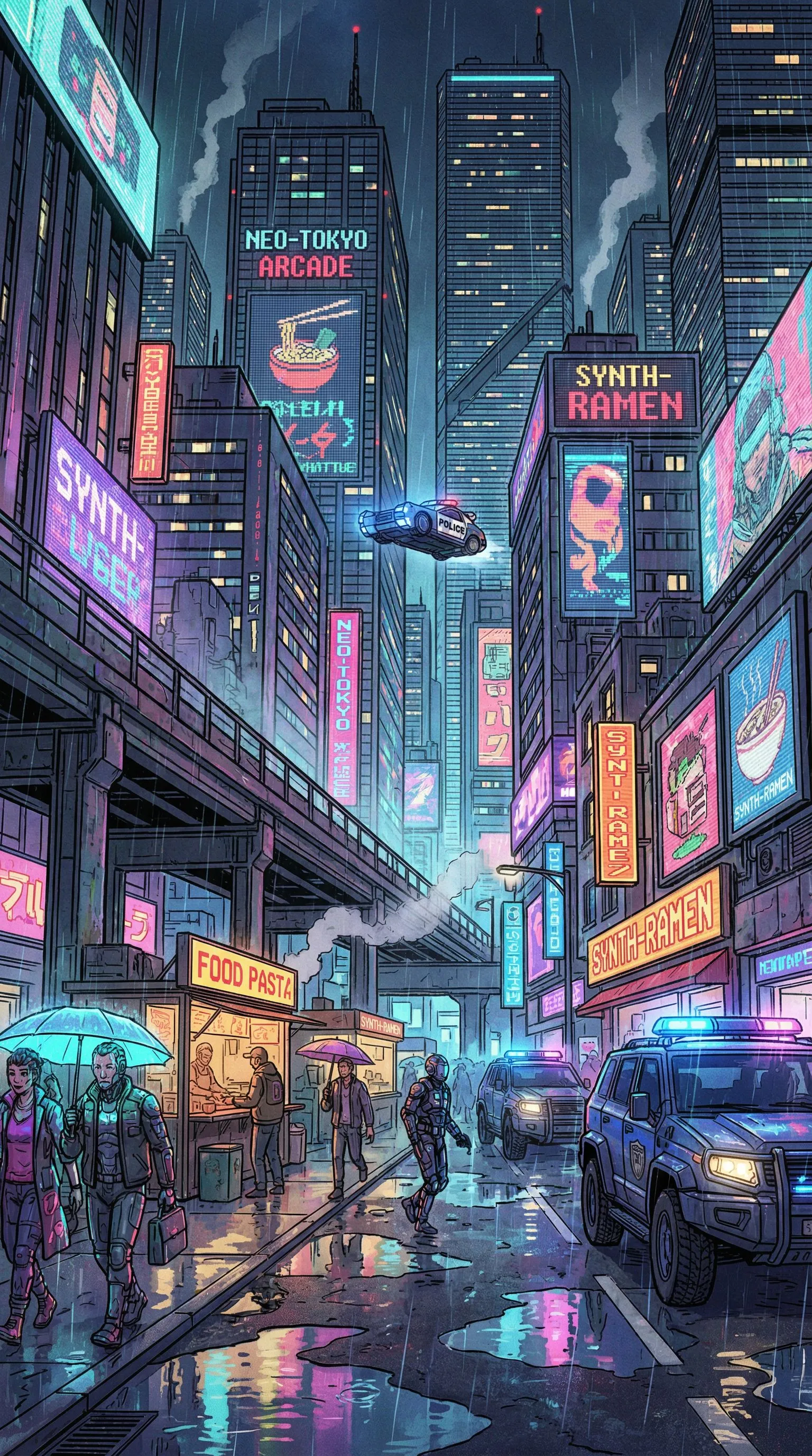 Cyberpunk city street