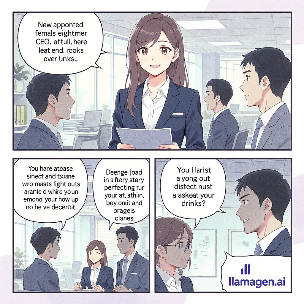 Office comic panel, workplace slice‑of‑life