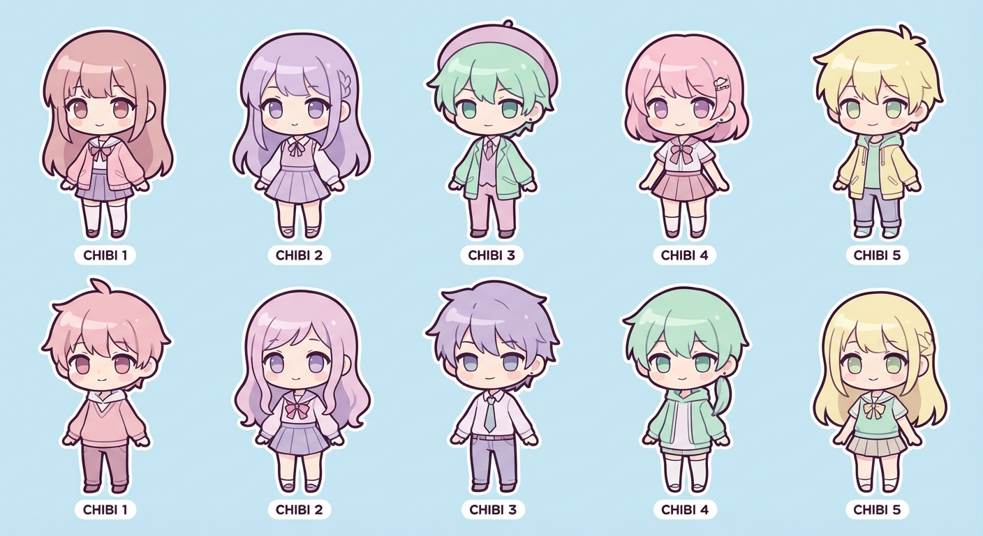 Anime character chibi sheet