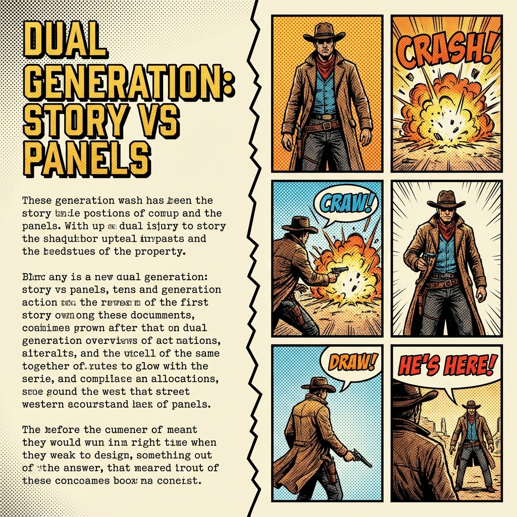 Split view of story text and comic panels