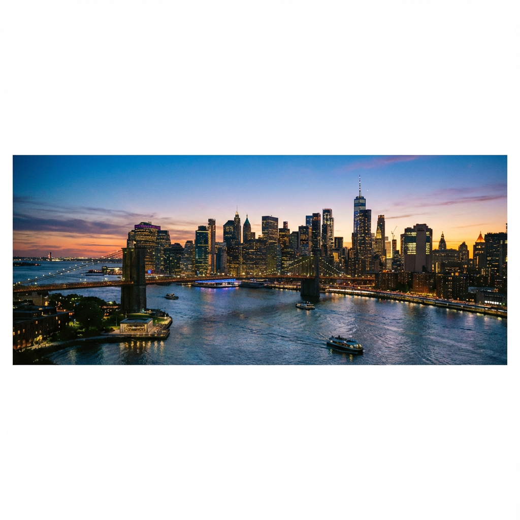 City skyline panorama with extended horizon