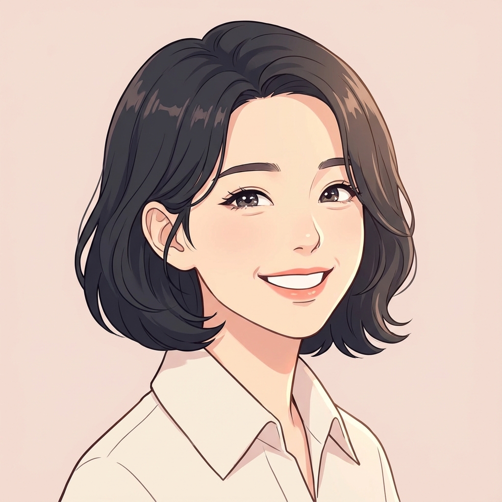 Happy expression anime character headshot