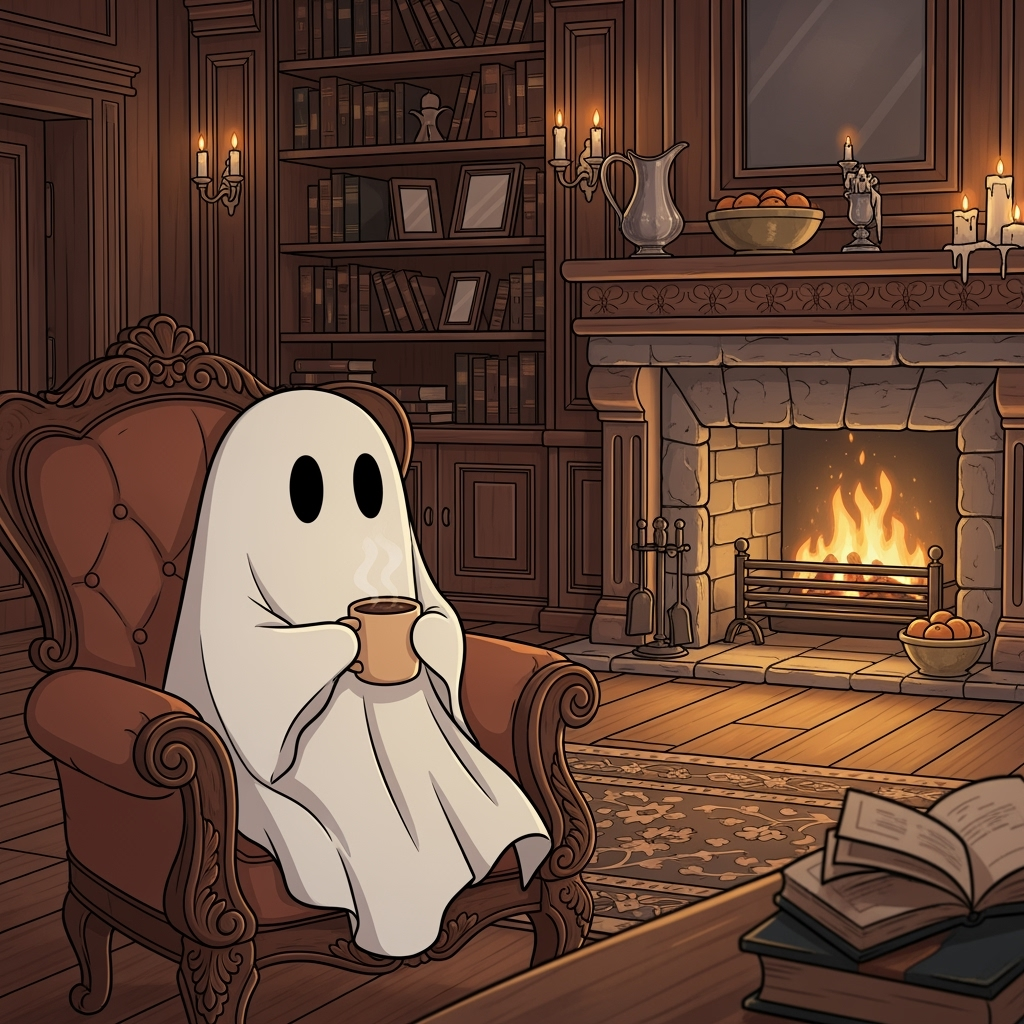 Whimsical cartoon , warm autumn palette, intricate details, plush textures, inviting storybook illustration style.