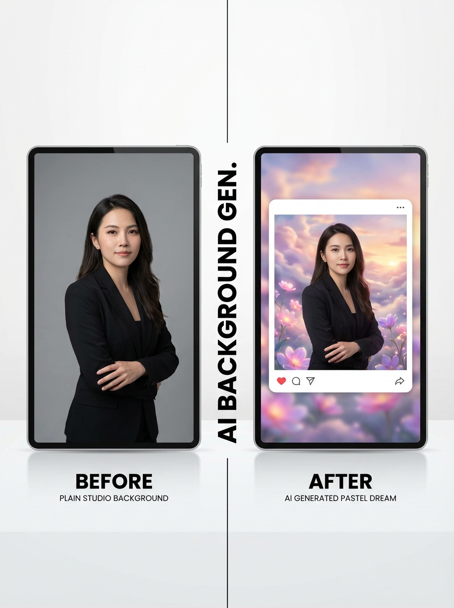 AI Background Generator sample before and after