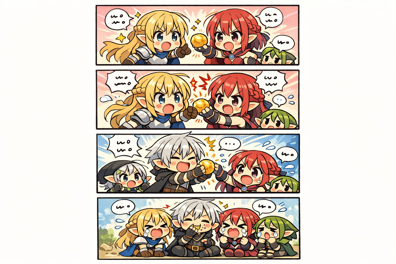 Eksempel på AI chibi manga generator med en komplett four-koma-mangaside
