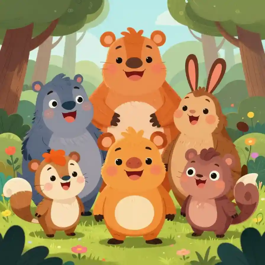 Whimsical Animal Friends style AI art example