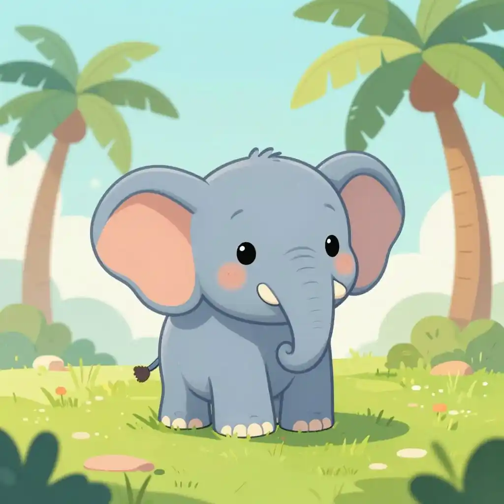 Whimsical Baby Elephant on Dreamy Island solution proof sample