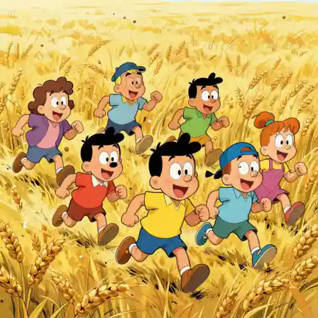 Joyful Comic Heroes in a Golden Wheat Field story problem sample 3
