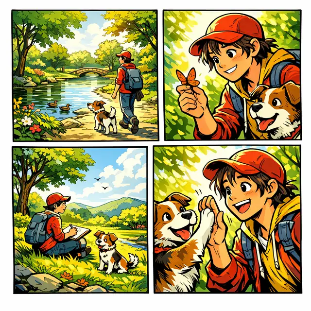 Serene Stroll in Sunlit Park style AI art example