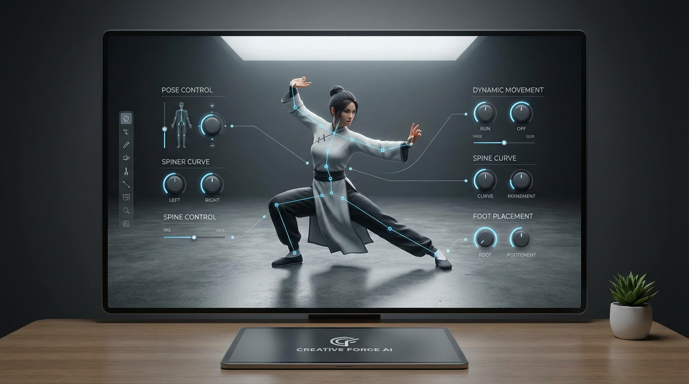 Dynamic full-body pose control for AI character and portrait generation