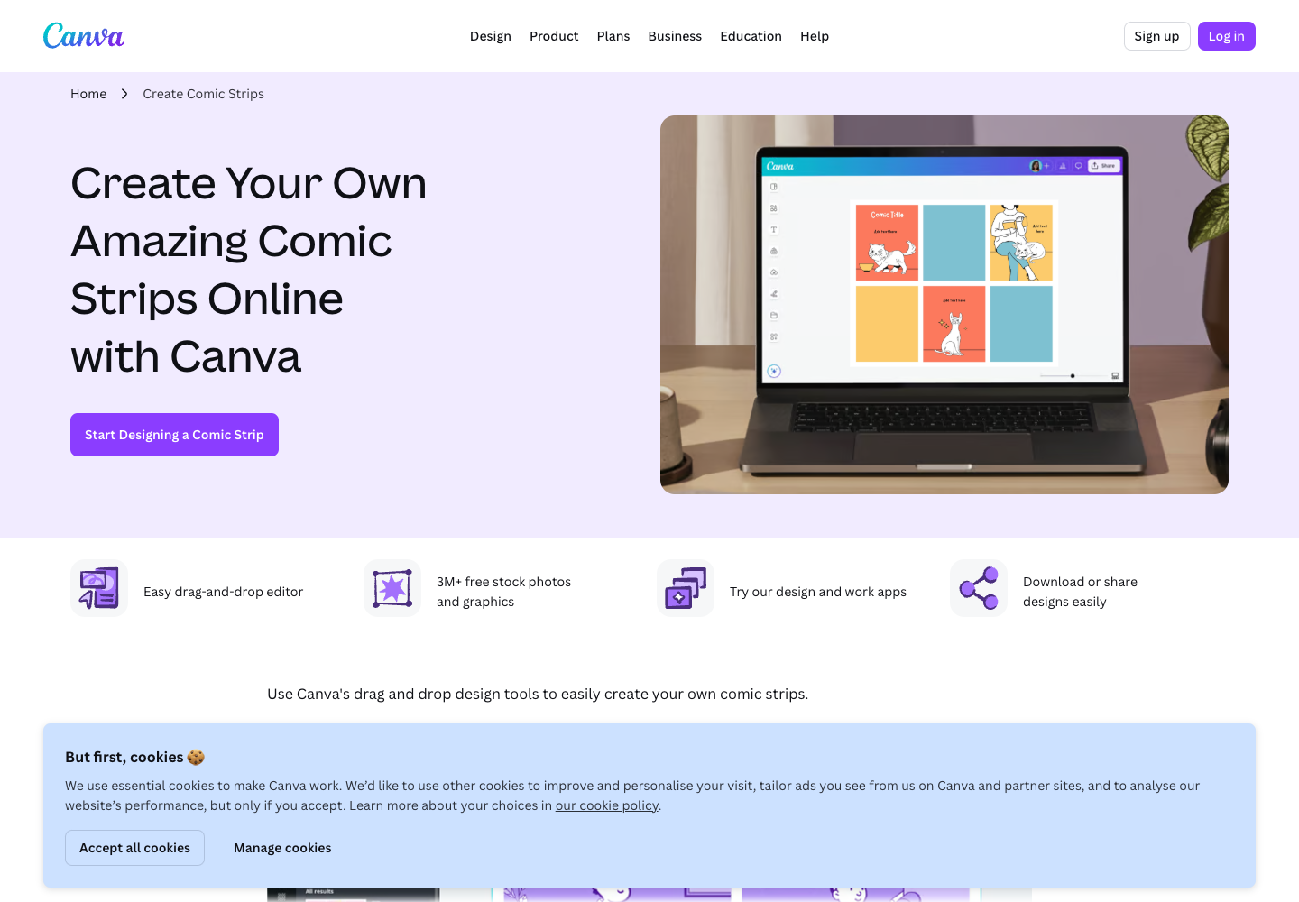Canva comic strip maker screenshot for template and layout comparison