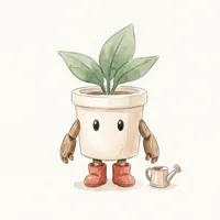 Original plant robot illustration in watercolor style
