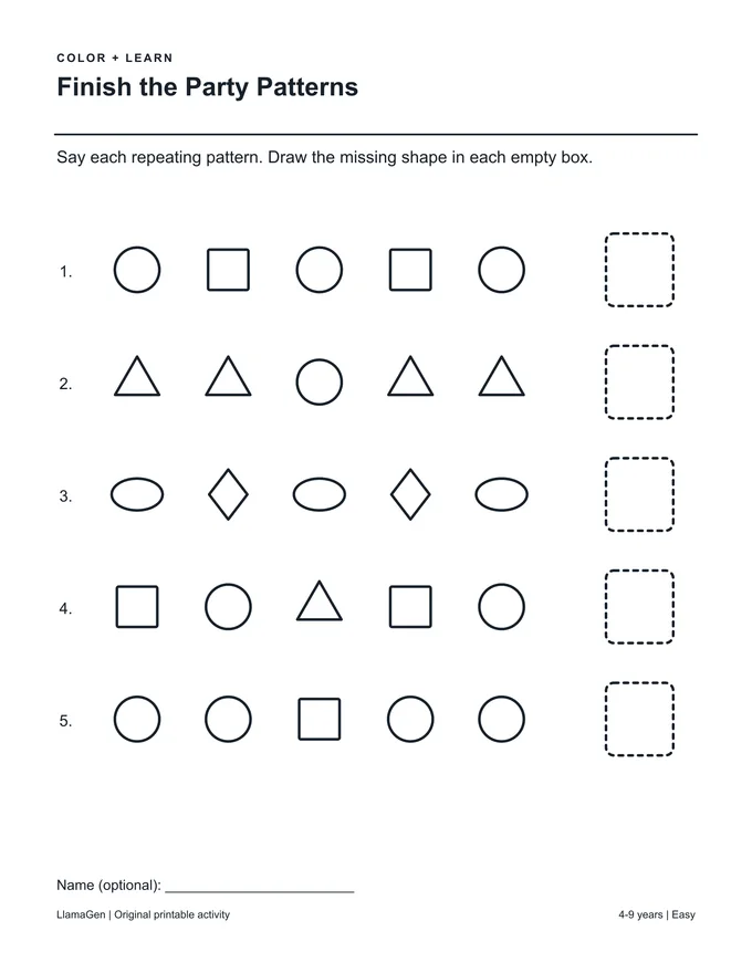 Complète les motifs de la fête — page à colorier imprimable en noir et blanc