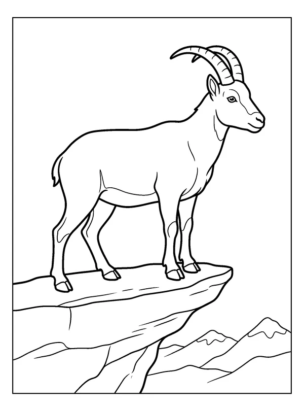 Mountain Goat Lookout — printable black-and-white coloring sheet