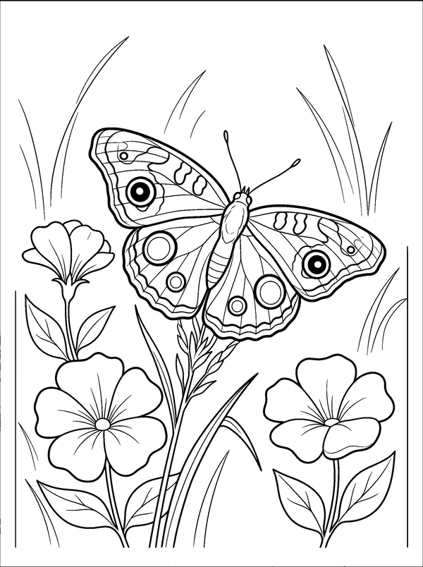 Buckeye Meadow Rest — printable black-and-white coloring sheet