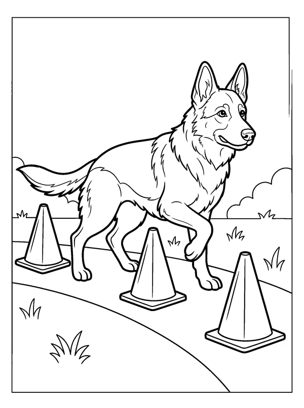 Shepherd Training Course — printable black-and-white coloring sheet