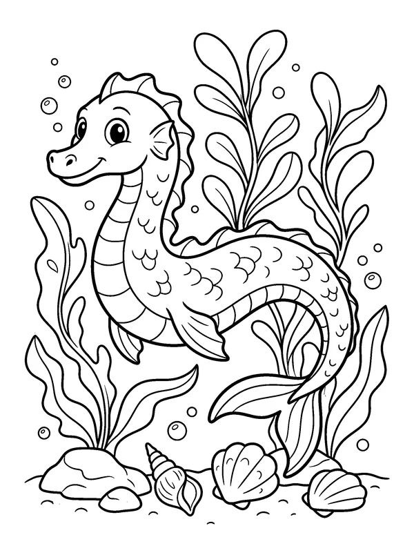 Sea Dragon — printable black-and-white coloring sheet