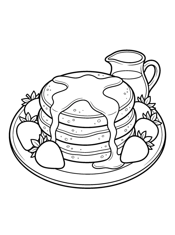 Pancake Breakfast — printable black-and-white coloring sheet