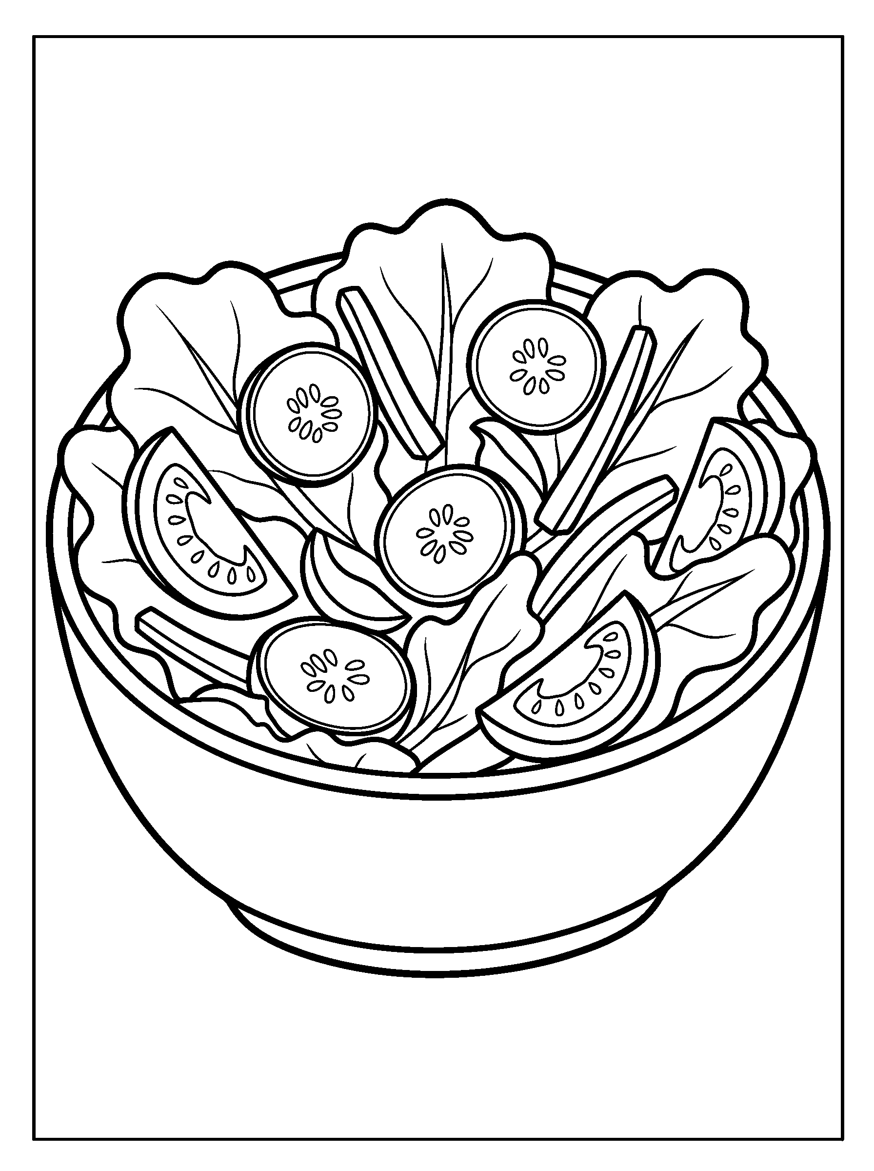 Salad Bowl — full black-and-white printable coloring page