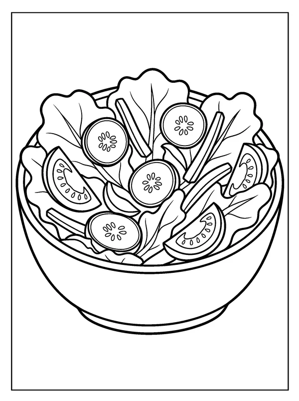 Salad Bowl — printable black-and-white coloring sheet