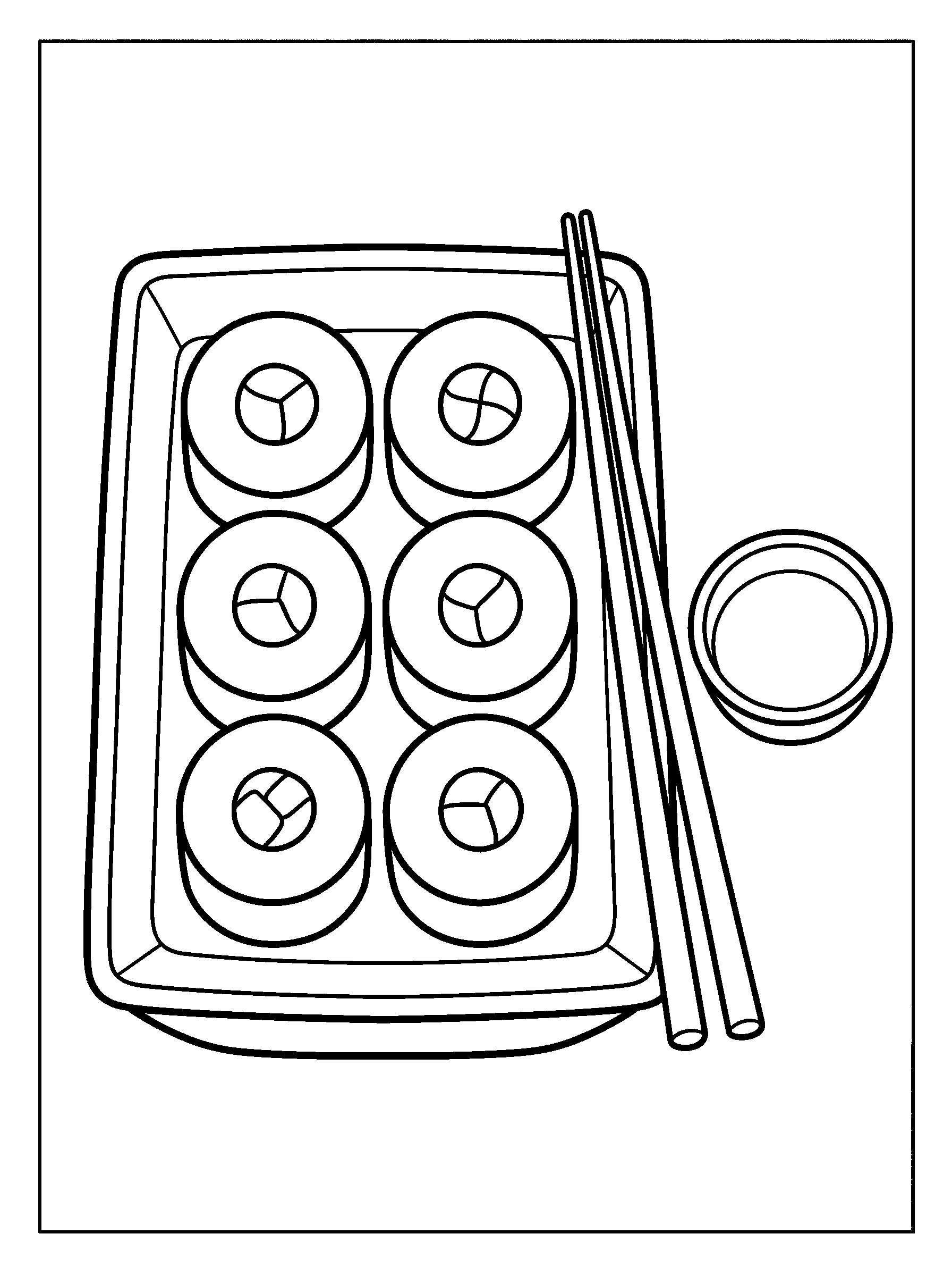 Sushi Platter — full black-and-white printable coloring page