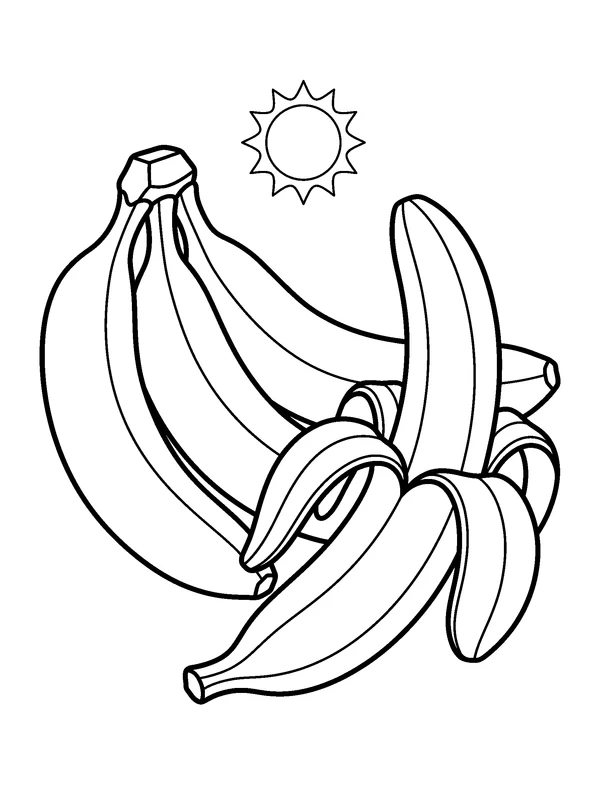 Banana Bunch — printable black-and-white coloring sheet