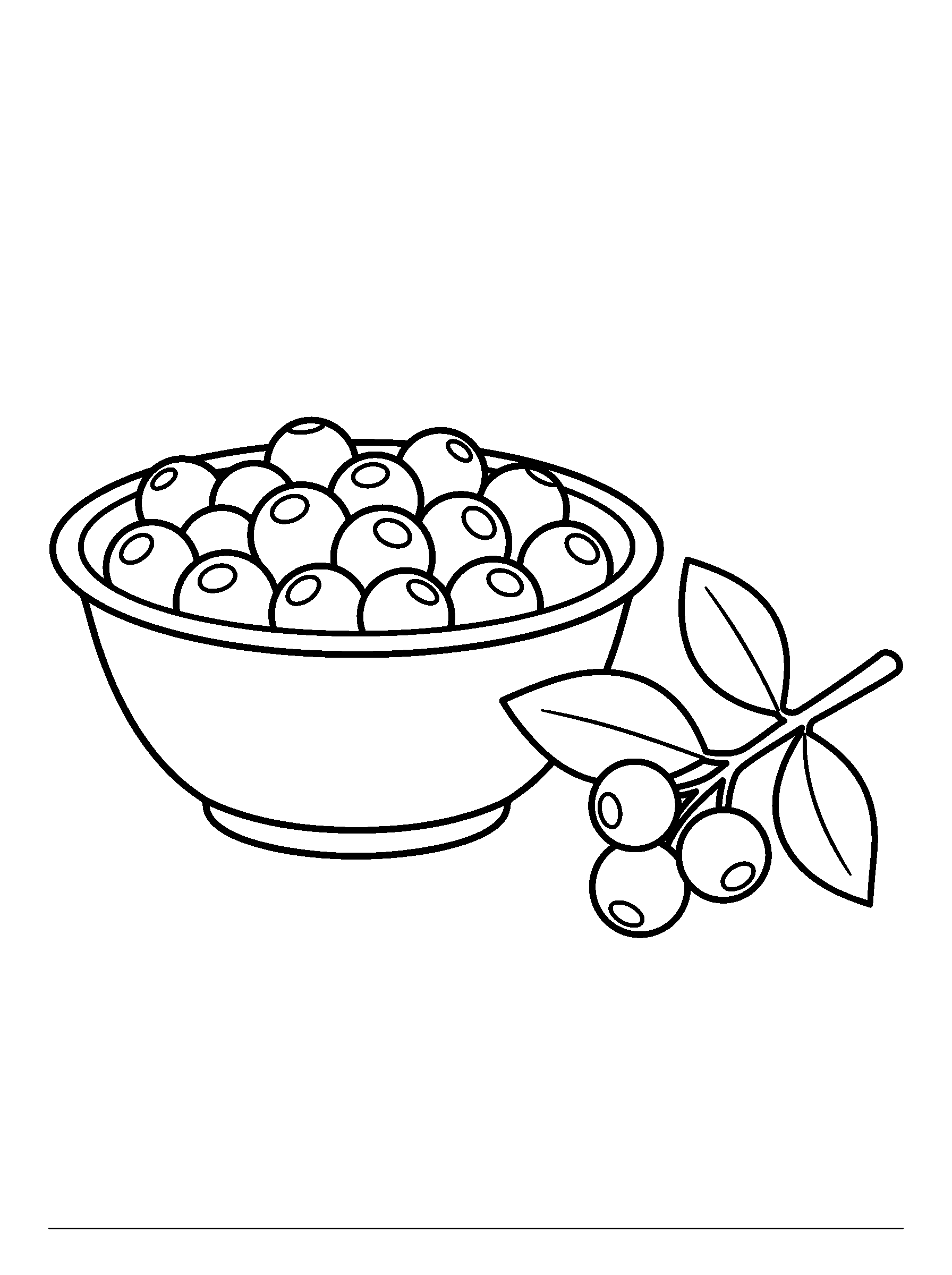 Blueberry Bowl — full black-and-white printable coloring page