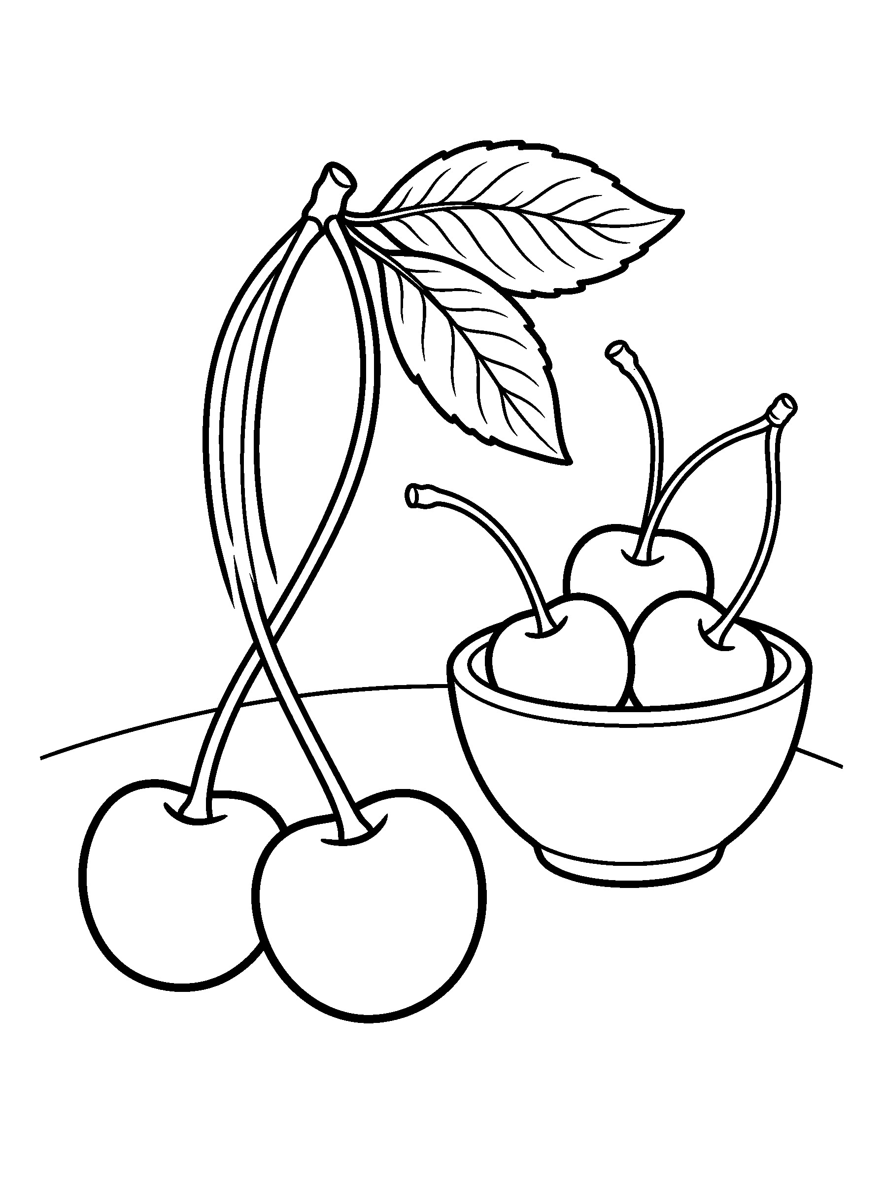 Cherry Pair — full black-and-white printable coloring page