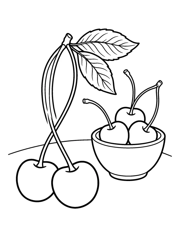Cherry Pair — printable black-and-white coloring sheet