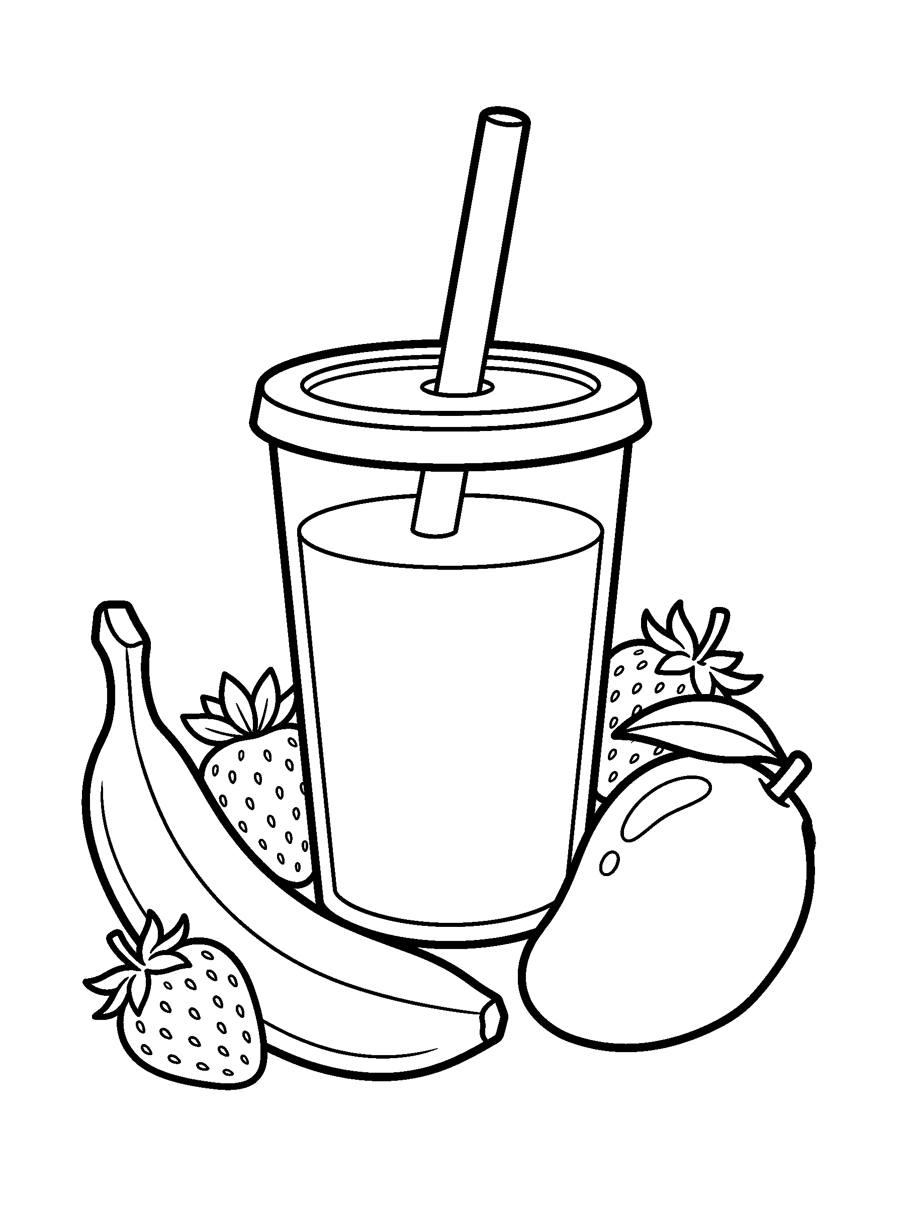 Fruit Smoothie — full black-and-white printable coloring page