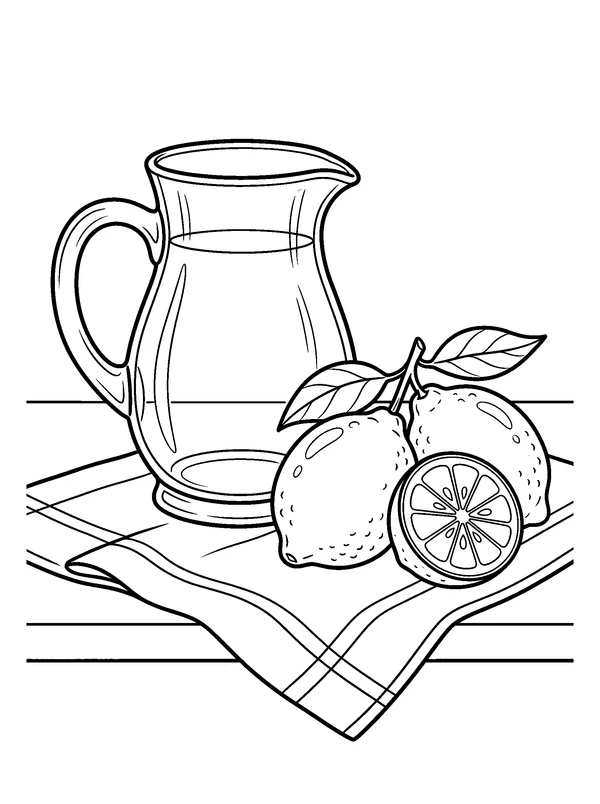 Lemon Pitcher — printable black-and-white coloring sheet