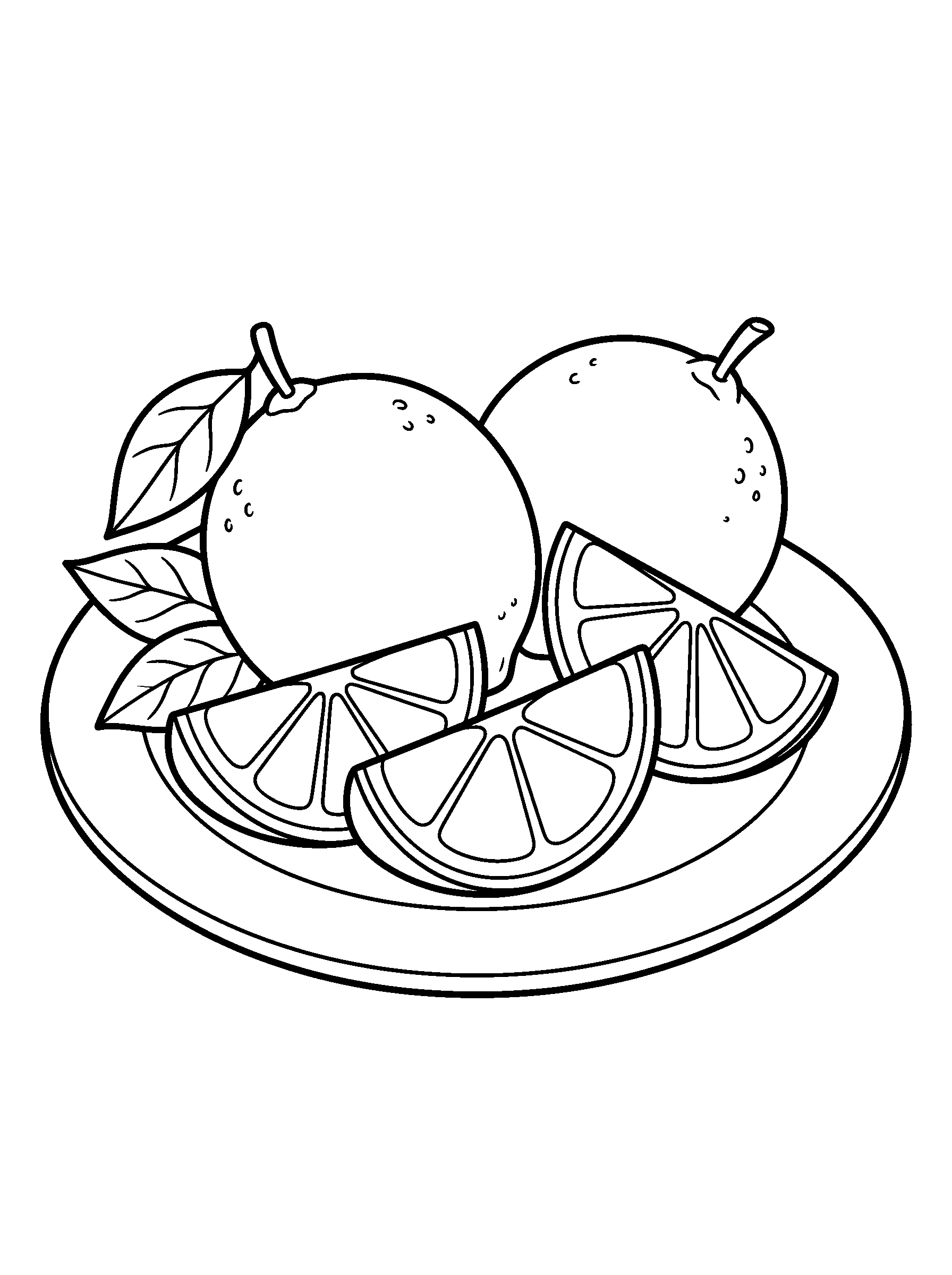 Lime Wedges — full black-and-white printable coloring page