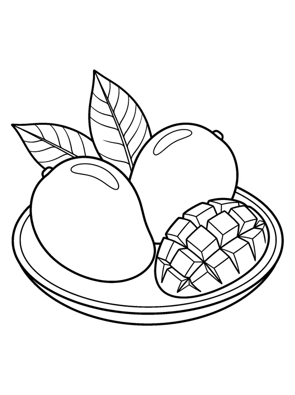 Mango Platter — printable black-and-white coloring sheet