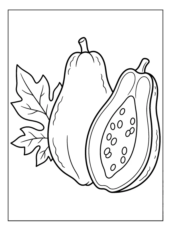 Papaya Garden — printable black-and-white coloring sheet