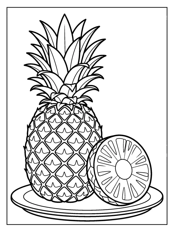 Pineapple Crown — printable black-and-white coloring sheet